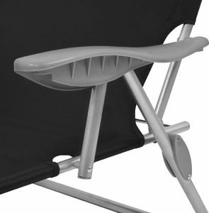 vidaXL leżak z daszkiem, stalowy, czarny (42932) 5