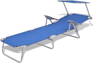 vidaXL leżak z daszkiem, stalowy, niebieski (42931) 3