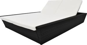 vidaXL łóżko ogrodowe z poduszką, polirattan, czarne (42903) 1