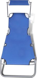 vidaXL składany leżak z zadaszeniem, stal i tkanina, niebieski (41196) 3