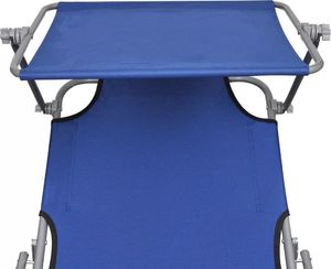 vidaXL składany leżak z zadaszeniem, stal i tkanina, niebieski (41196) 5