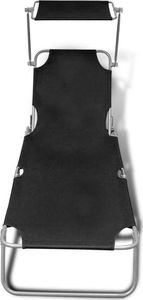vidaXL składany leżak z zadaszeniem, stal i tkanina, czarny (41197) 3