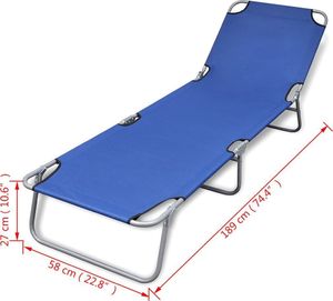 vidaXL składany leżak, stal malowana proszkowo, niebieski (41477) 6