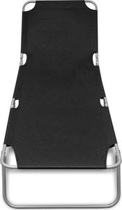 vidaXL składany leżak, stal malowana proszkowo, czarny (41478) 2