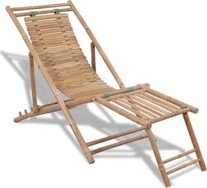 vidaXL tarasowy leżak z podnóżkiem, bambusowy (41492) 1