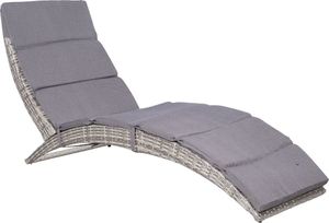 vidaXL składany leżak z poduszką, polirattan, szary (44133) 1