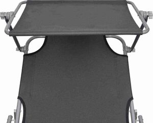 vidaXL składany leżak z daszkiem, stalowy, szary (44291) 4