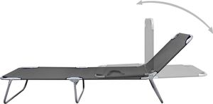 vidaXL składany leżak z regulowanym oparciem, szary (44293) 2