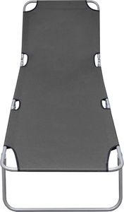 vidaXL składany leżak z regulowanym oparciem, szary (44293) 3