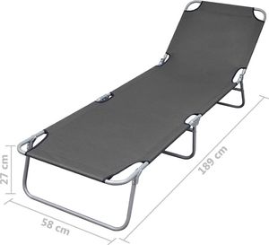 vidaXL składany leżak z regulowanym oparciem, szary (44293) 6