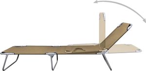 vidaXL składany leżak z regulowanym oparciem, szarobrązowy (44294) 2
