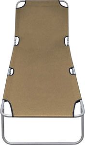 vidaXL składany leżak z regulowanym oparciem, szarobrązowy (44294) 3