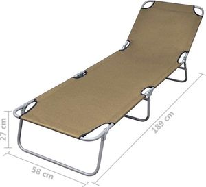 vidaXL składany leżak z regulowanym oparciem, szarobrązowy (44294) 6