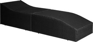 vidaXL leżak ogrodowy z poduszką, rattan PE, czarny (44134) 2