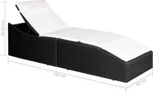vidaXL leżak ogrodowy z poduszką, rattan PE, czarny (44134) 7