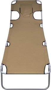 vidaXL składany leżak z zagłówkiem i regulowanym oparciem, kolor taupe (44296) 4