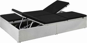 vidaXL Leżak ogrodowy z poduszką, polirattan, czarny 2