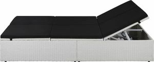 vidaXL Leżak ogrodowy z poduszką, polirattan, czarny 3