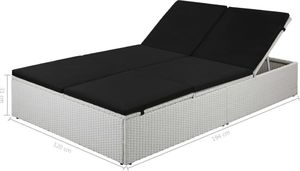 vidaXL Leżak ogrodowy z poduszką, polirattan, czarny 4