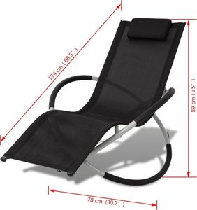vidaXL leżak z geometryczną ramą stalowy, czarny i szary (42400) 8