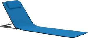 vidaXL składane maty plażowe, 2 sztuki, stal i tkanina, niebieskie 2