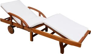 vidaXL leżak z poduszką, lite drewno akacjowe (42595) 1