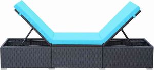vidaXL leżak ogrodowy z poduszką, polirattan, czarny (44406) 5