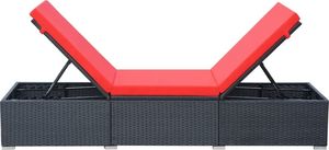 vidaXL leżak ogrodowy z poduszką, polirattan, czarny (44405) 5