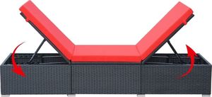 vidaXL leżak ogrodowy z poduszką, polirattan, czarny (44405) 6