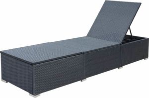 vidaXL leżak ogrodowy z poduszką, polirattan, czarny (44405) 7