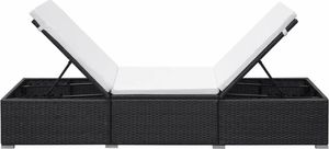 vidaXL leżak ogrodowy z poduszką, polirattan, czarny (44404) 5
