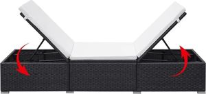 vidaXL leżak ogrodowy z poduszką, polirattan, czarny (44404) 6