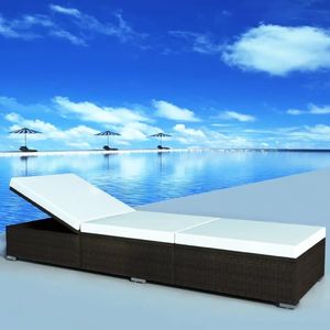 vidaXL leżak z poduszką, polirattan, brązowy (44403) 2