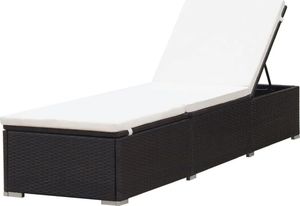 vidaXL leżak z poduszką, polirattan, brązowy (44403) 1