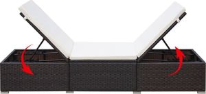 vidaXL leżak z poduszką, polirattan, brązowy (44403) 5