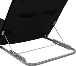 vidaXL składane maty plażowe, 2 sztuki, stal i tkanina, czarne (44328) 5