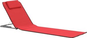 vidaXL składane maty plażowe, 2 sztuki, stal i tkanina, czerwone (44329) 2