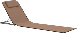 vidaXL składane maty plażowe, 2 sztuki, stal i tkanina, brązowe (44331) 2