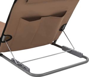 vidaXL składane maty plażowe, 2 sztuki, stal i tkanina, brązowe (44331) 5