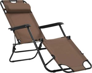 vidaXL składane leżaki z podnóżkiem, 2 sztuki, stalowe, brązowe (44346) 2