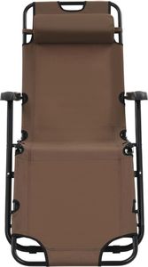 vidaXL składane leżaki z podnóżkiem, 2 sztuki, stalowe, brązowe (44346) 3