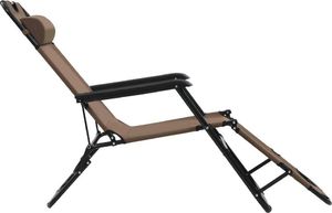 vidaXL składane leżaki z podnóżkiem, 2 sztuki, stalowe, brązowe (44346) 5