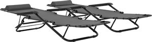 vidaXL składane leżaki z podnóżkiem, 2 sztuki, stalowe, szare (44345) 2