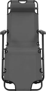 vidaXL składane leżaki z podnóżkiem, 2 sztuki, stalowe, szare (44345) 3
