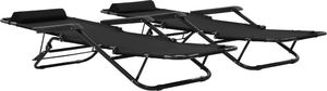 vidaXL składane leżaki z podnóżkiem, 2 sztuki, stalowe, czarne (44343) 2