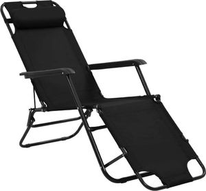vidaXL składane leżaki z podnóżkiem, 2 sztuki, stalowe, czarne (44343) 3