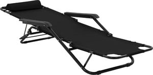 vidaXL składane leżaki z podnóżkiem, 2 sztuki, stalowe, czarne (44343) 7