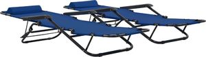 vidaXL składane leżaki z podnóżkiem, 2 sztuki, stalowe, niebieskie (44342) 2