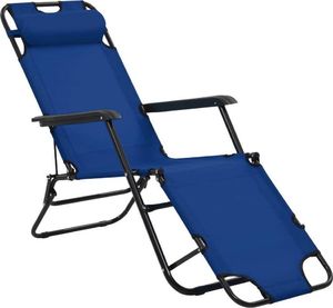 vidaXL składane leżaki z podnóżkiem, 2 sztuki, stalowe, niebieskie (44342) 4
