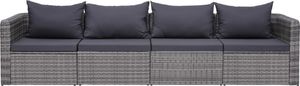 vidaXL 4 częściowy zestaw mebli do ogrodu z poduszkami, rattan PE, szary (44164) 2